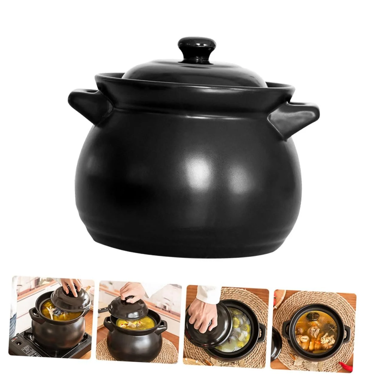 Кастрюля-жаровня GALPADA для риса с крышкой черная, фото №8