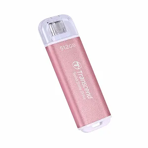 Внешний SSD Transcend ESD300 512ГБ USB 10Гбит/с Type C Dual Port (USB-C & A) для iPhone 15/16/17 и Android Pink - Фото 1