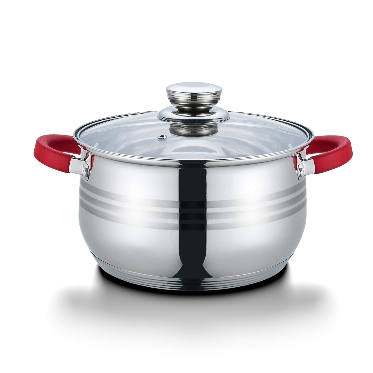 Набір каструль Fiora Induction Non-Stick Stainless Steel Rustproof Interior Scale 10 штук Червоний, фото №5