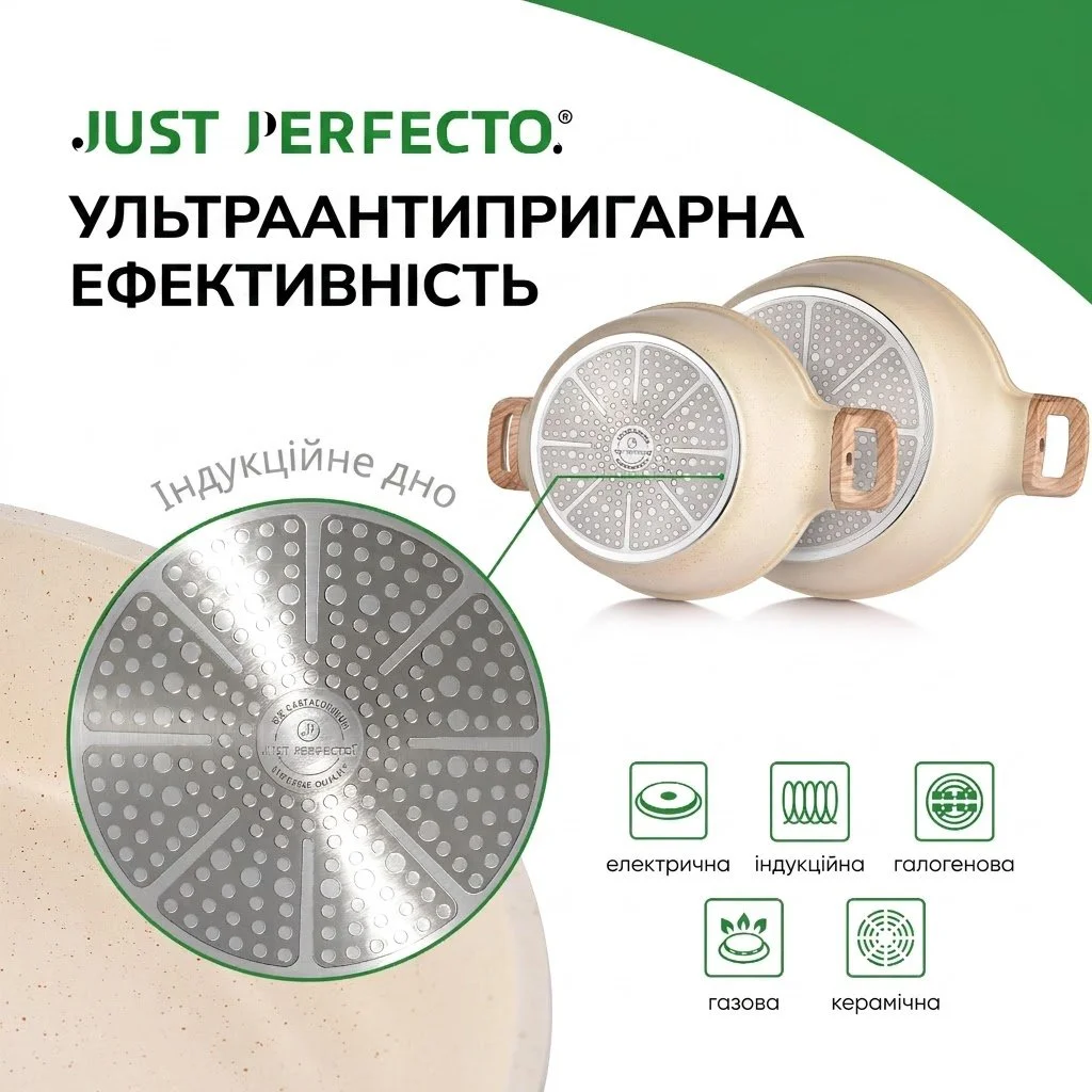 Набір посуду JUST PERFECTO 15 предметів / З гранітним покриттям та кришками / Індукційний, фото №3