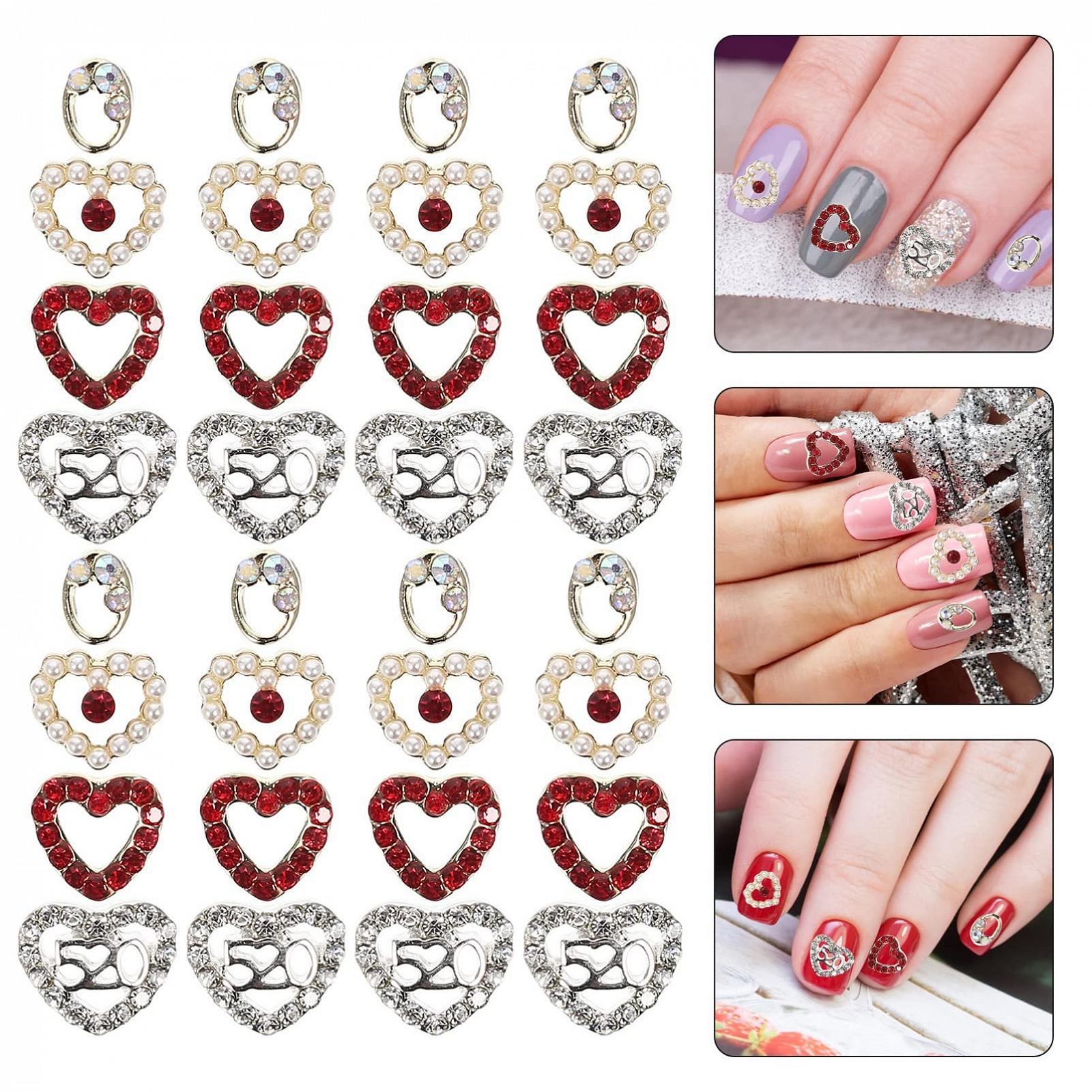 Стрази для нігтів у формі серця FOMIYES, 40 штприкраси для манікюру, гламур, фото №9