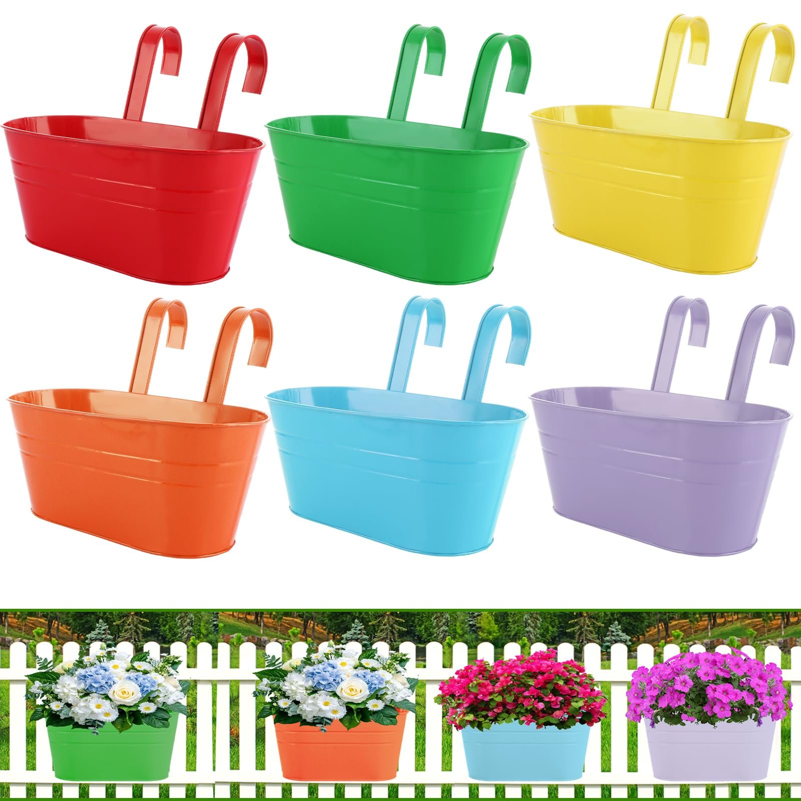 Підвісні квіткові горщики APACALI Металеві 28 см 6 кольорів 6 шт., фото №1 Підвісні квіткові горщики APACALI Металеві 28 см 6 кольорів 6 шт., фото №1