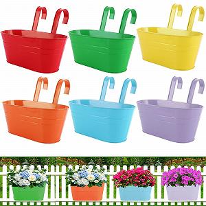 Підвісні квіткові горщики APACALI Металеві 28 см 6 кольорів 6 шт. - Фото 1