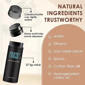 Волокна для волосся 27.5 г для покриття рідких і лисих ділянок, для чоловіків і жінок, темно-коричневий synthetic.ua - Фото 1