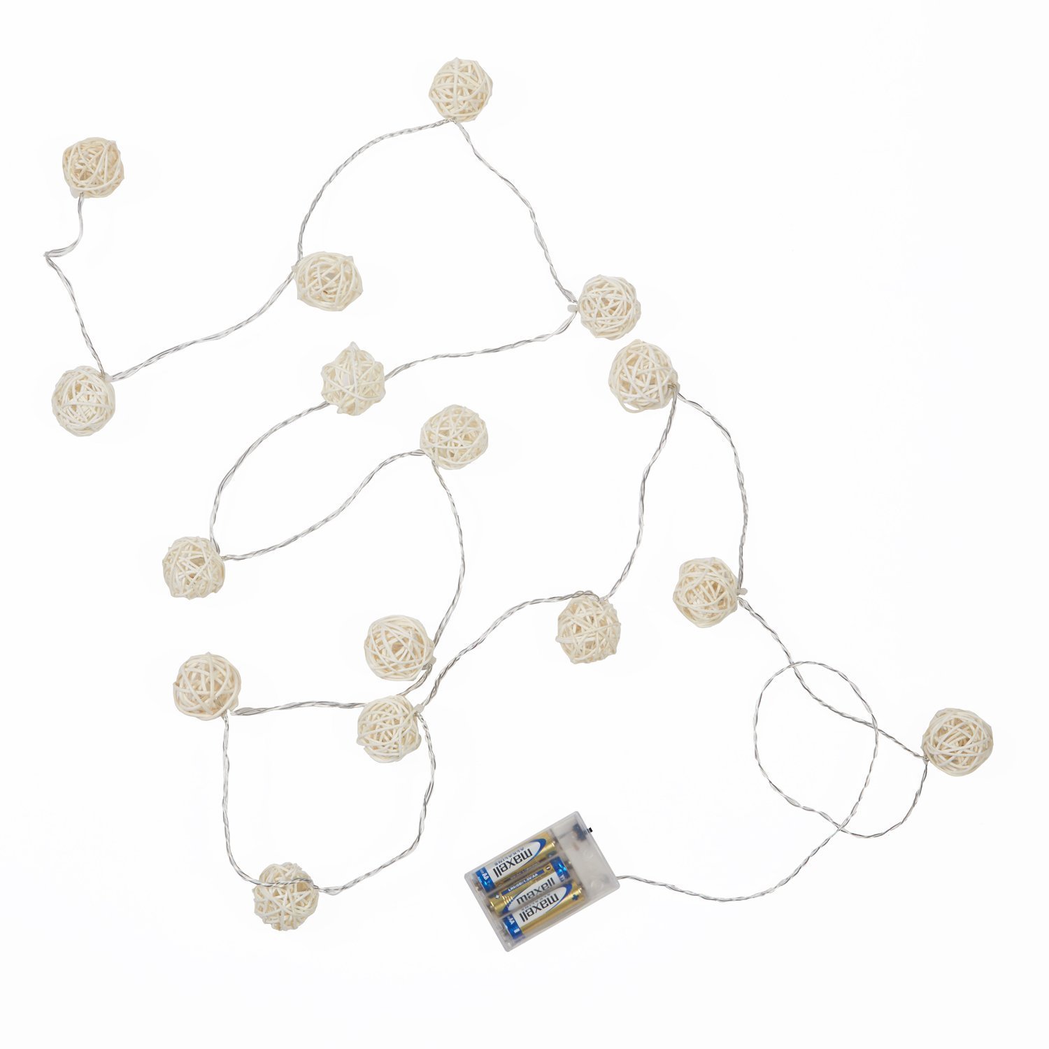 Гірлянда Lights4Fun з ротангових кульок, 16 LED, теплий білий, фото №5