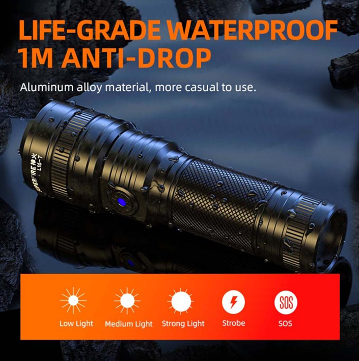 Фонарик ручної акумуляторної батареї L16-T SuperFire 900 Lumen IP43, фото №3