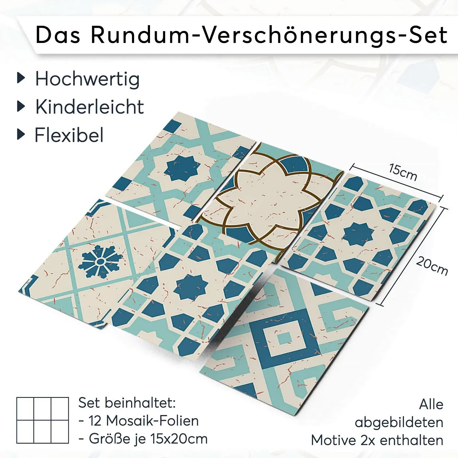 Наклейки для плитки CREATISTO Мозаїка 15 x 20 см 12 шт., фото №7