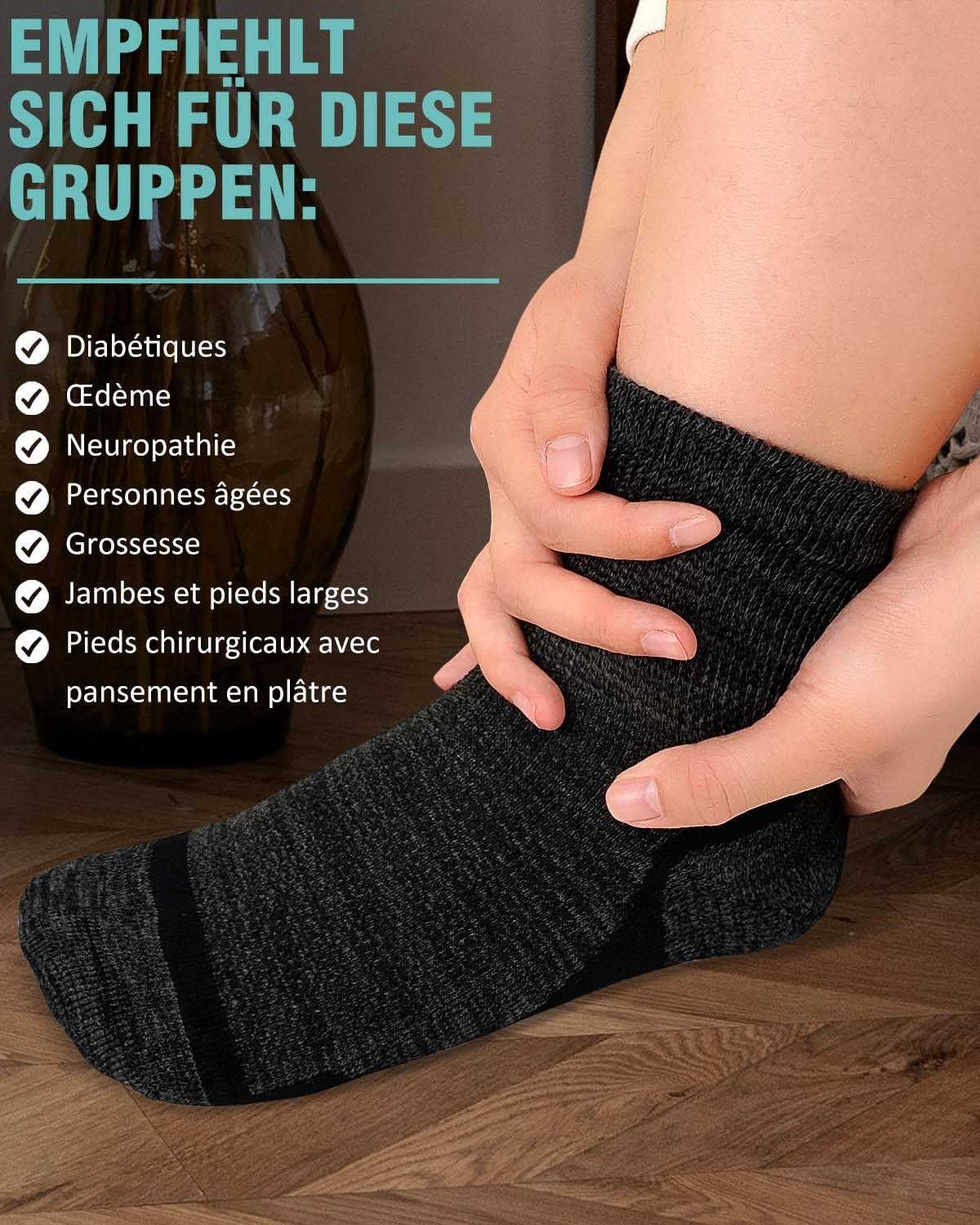 Диабетические носки Bamboo без резинки, без шва, для здоровья, до икры, деловые носки с комфортной резинкой и плюшевой подошвой, фото №5