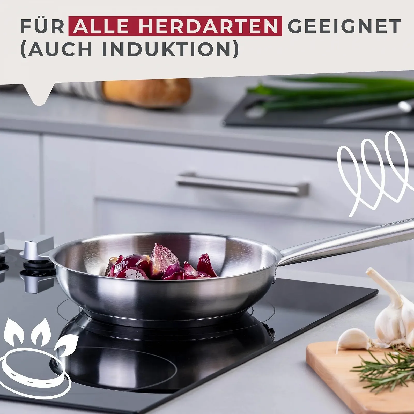 Сковорода FACKELMANN с овальной ручкой, диаметр 20 см, из высококачественной нержавеющей стали, фото №5