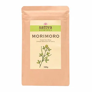 Маска для лица Sattva Morimoro Herbal с морингой и марокканской лавовой глиной - антивозрастная маска - натуральная травяная маска для лица - натуральный уход против морщин, выравнивание тона, 100 г - Фото 1