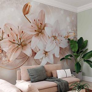 Фотообои murando b-A-0285-a-c Цветы Лилии Флизелиновые XXL 350 x 256 см Алмазный орнамент synthetic.ua - Фото 1