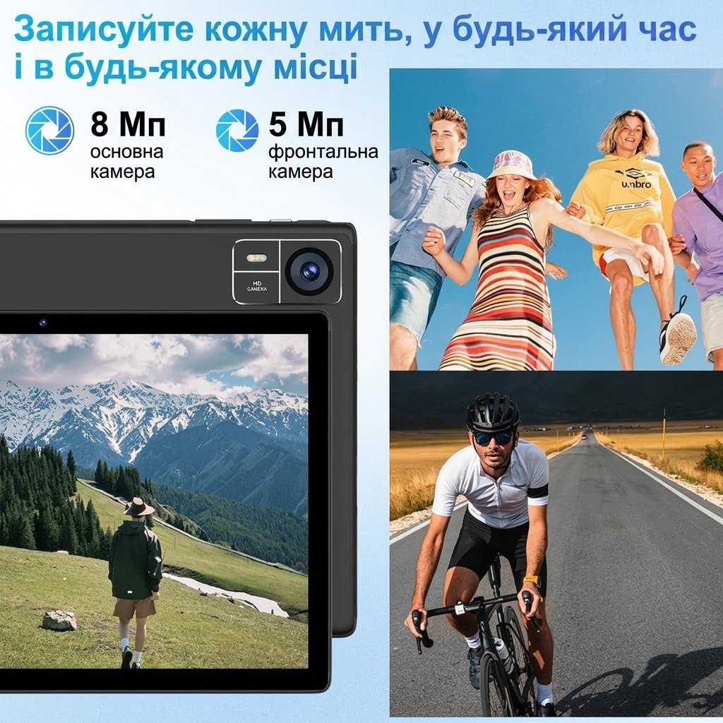Планшет 10.1" SUAAT S10 6+16/128GB 8 ядер Android 14 8000 mAh Чорний, фото №5