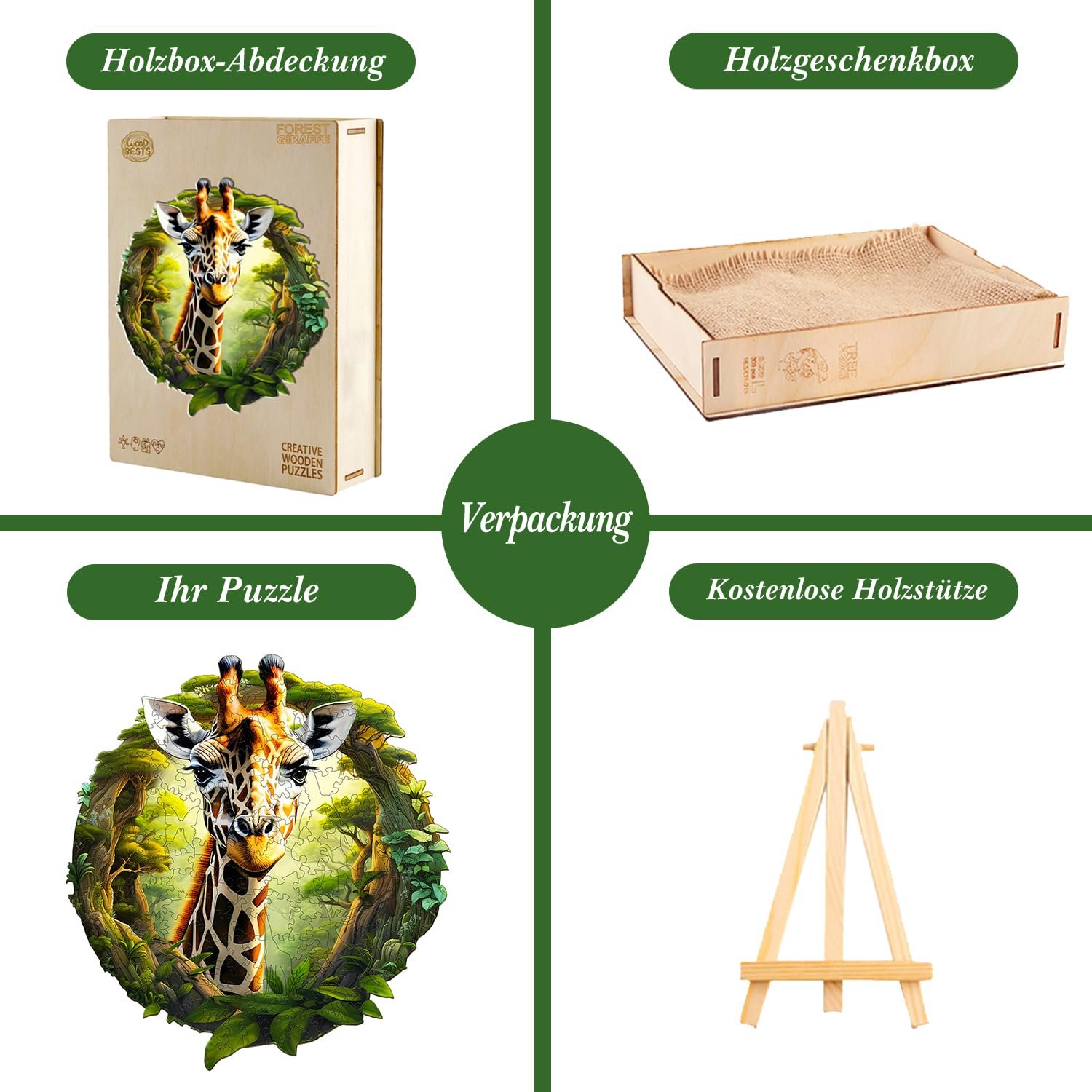 Деревянный пазл Jigfoxy Жираф L 34 x 31,4 см 260 элементов, фото №5