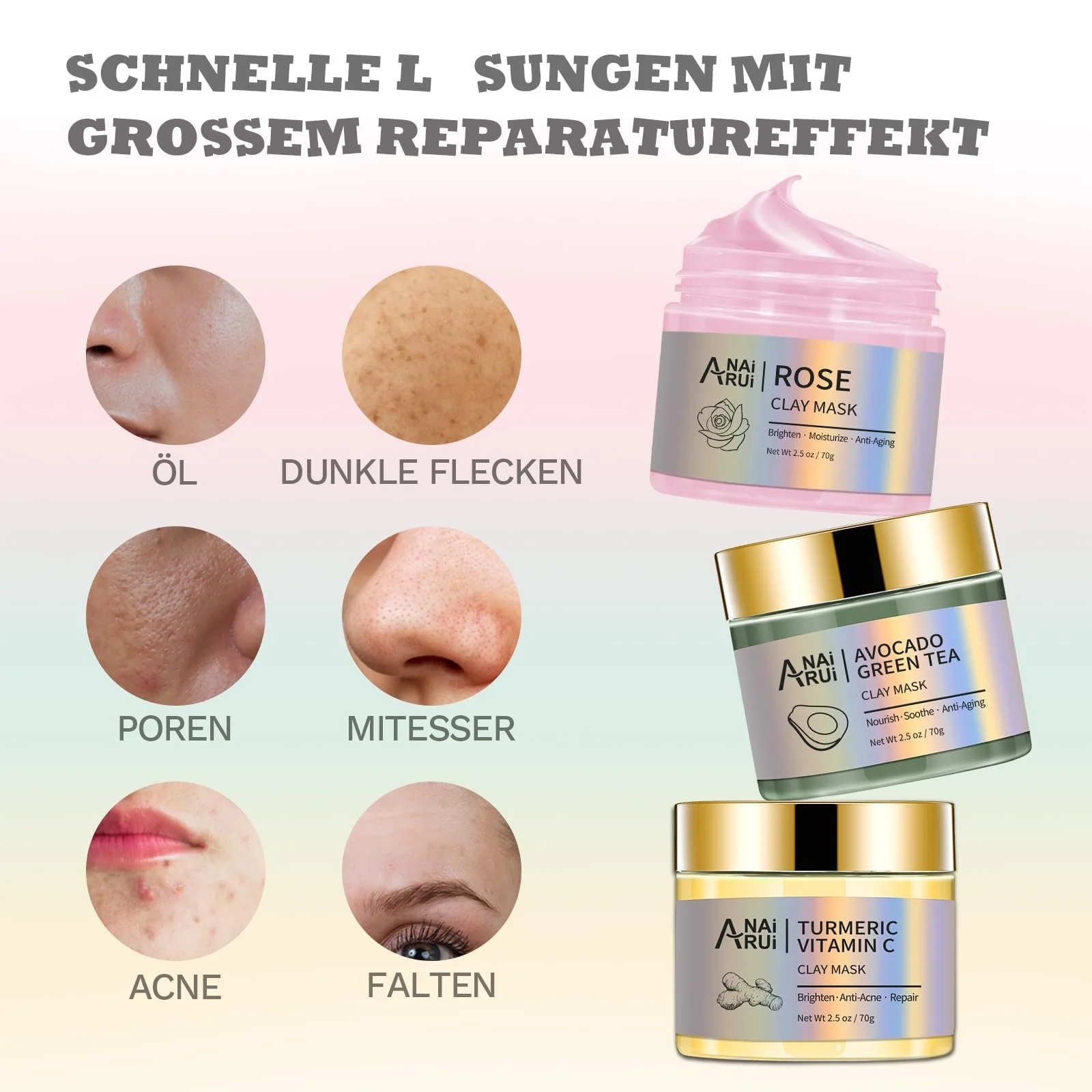 Маска для обличчя глиняна ANAiRUi Куркума Вітамін C, фото №7