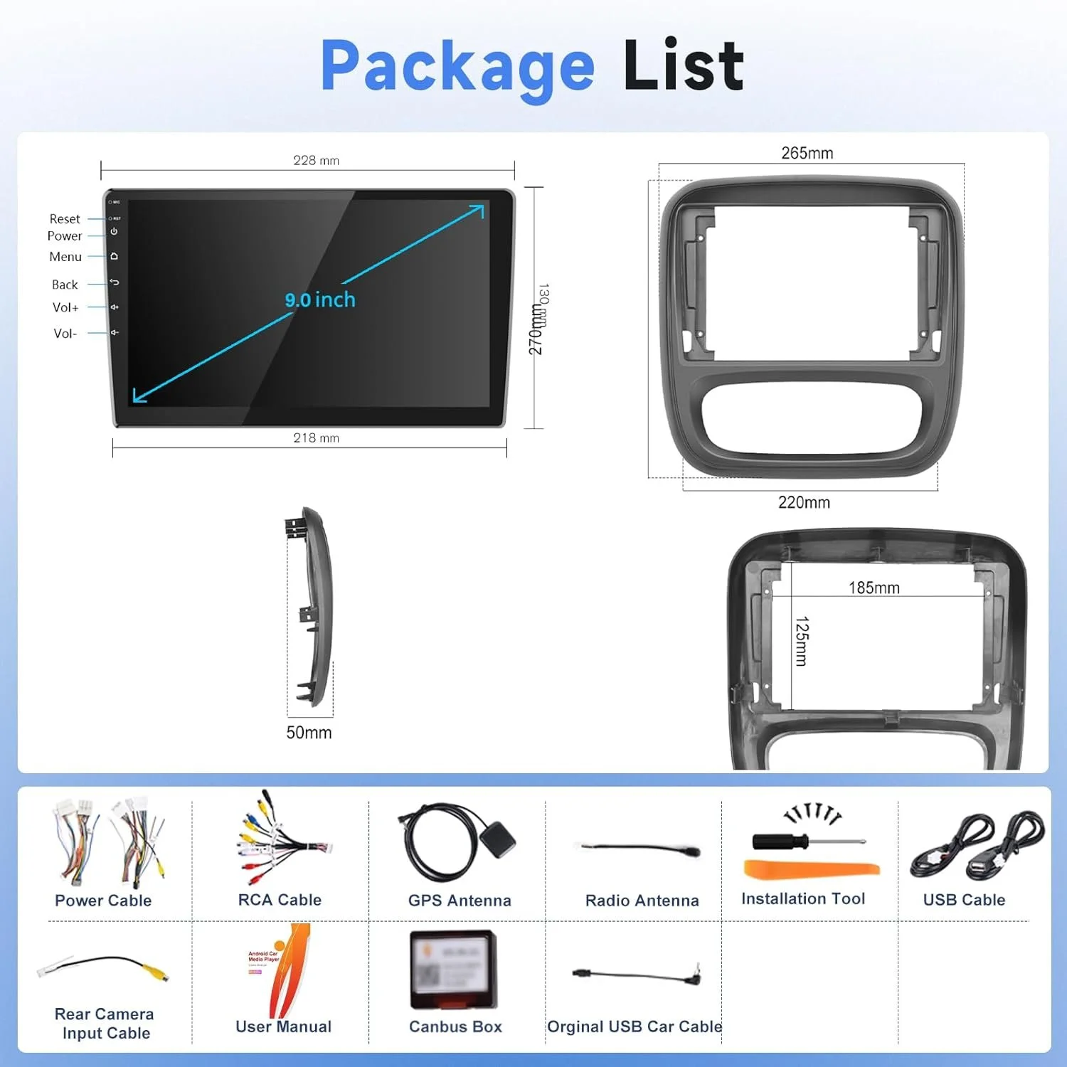 Штатна автомагнітола PODOFO для Opel Vivaro B Renault Trafic Fiat Talento Nissan NV300 / 9" / Сенсорна / 2/64Гб / Apple CarPlay / Android Auto / Bluetooth / WI-FI / GPS / USB, фото №8