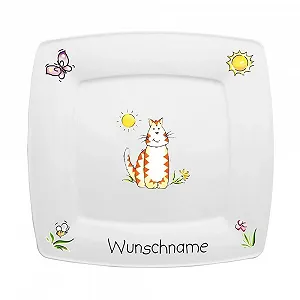 Детская Тарелка Doriantrade Квадратная для завтрака Фарфоровая Кот - Фото 1