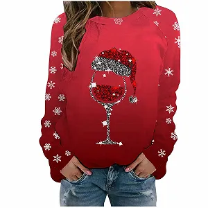 Женские свитшоты с изменяющимся цветом Cool Christmas Длинный рукав Круглый вырез Флисовая подкладка Графика Повседневный рукав реглан Зима Спортивный Зима Осень - Фото 1