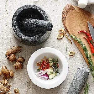 Ступка і товкачик з натурального каменю для подрібнення спецій synthetic.ua - Фото 1