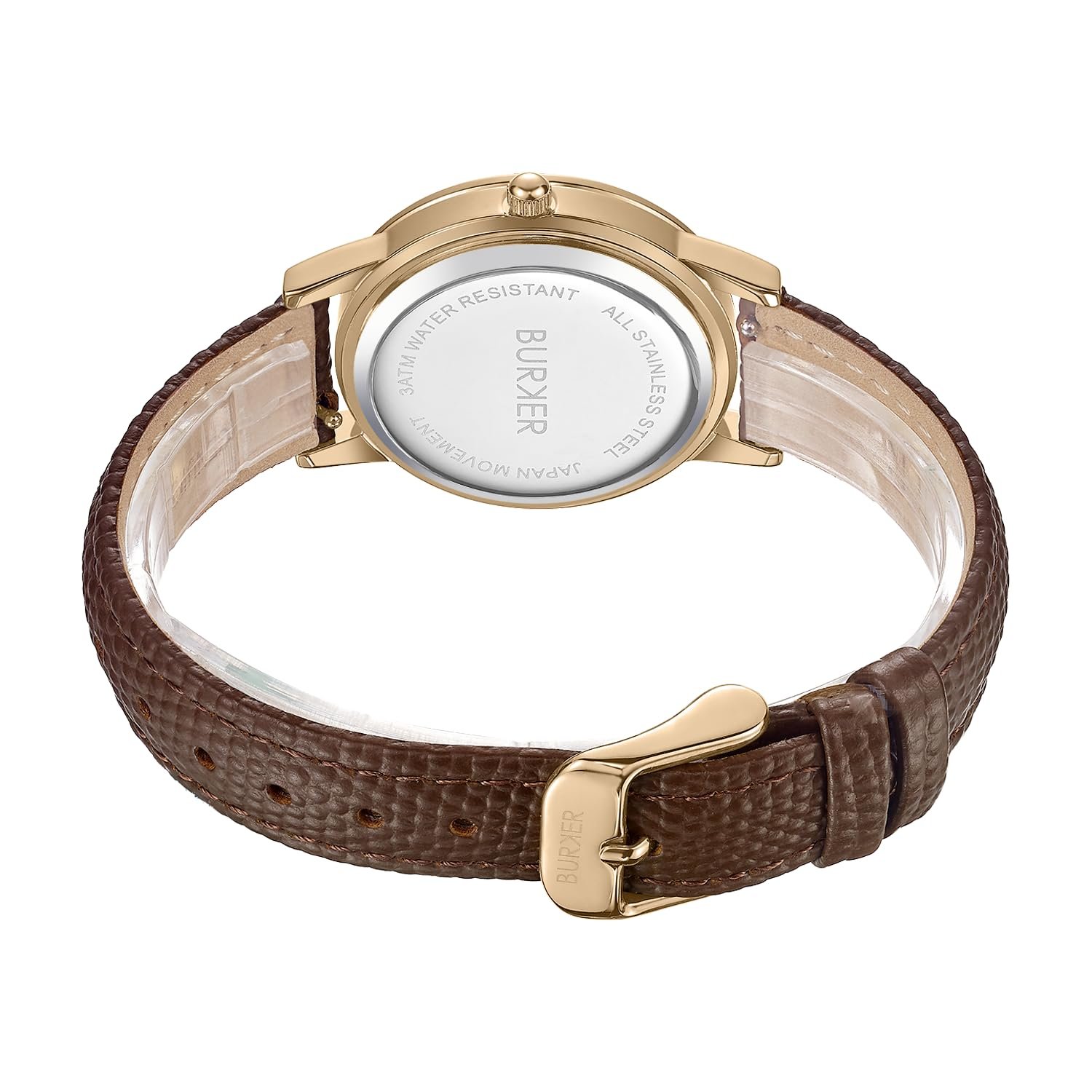 Женские часы BURKER Amy Круглые женские часы с цирконием Кожаный ремешок Нержавеющая сталь Аналоговый Кварц 3 ATM Водонепроницаемые - 32 мм - Золотой Коричневая Кожа, фото №3 Женские часы BURKER Amy Круглые женские часы с цирконием Кожаный ремешок Нержавеющая сталь Аналоговый Кварц 3 ATM Водонепроницаемые - 32 мм - Золотой Коричневая Кожа, фото №3