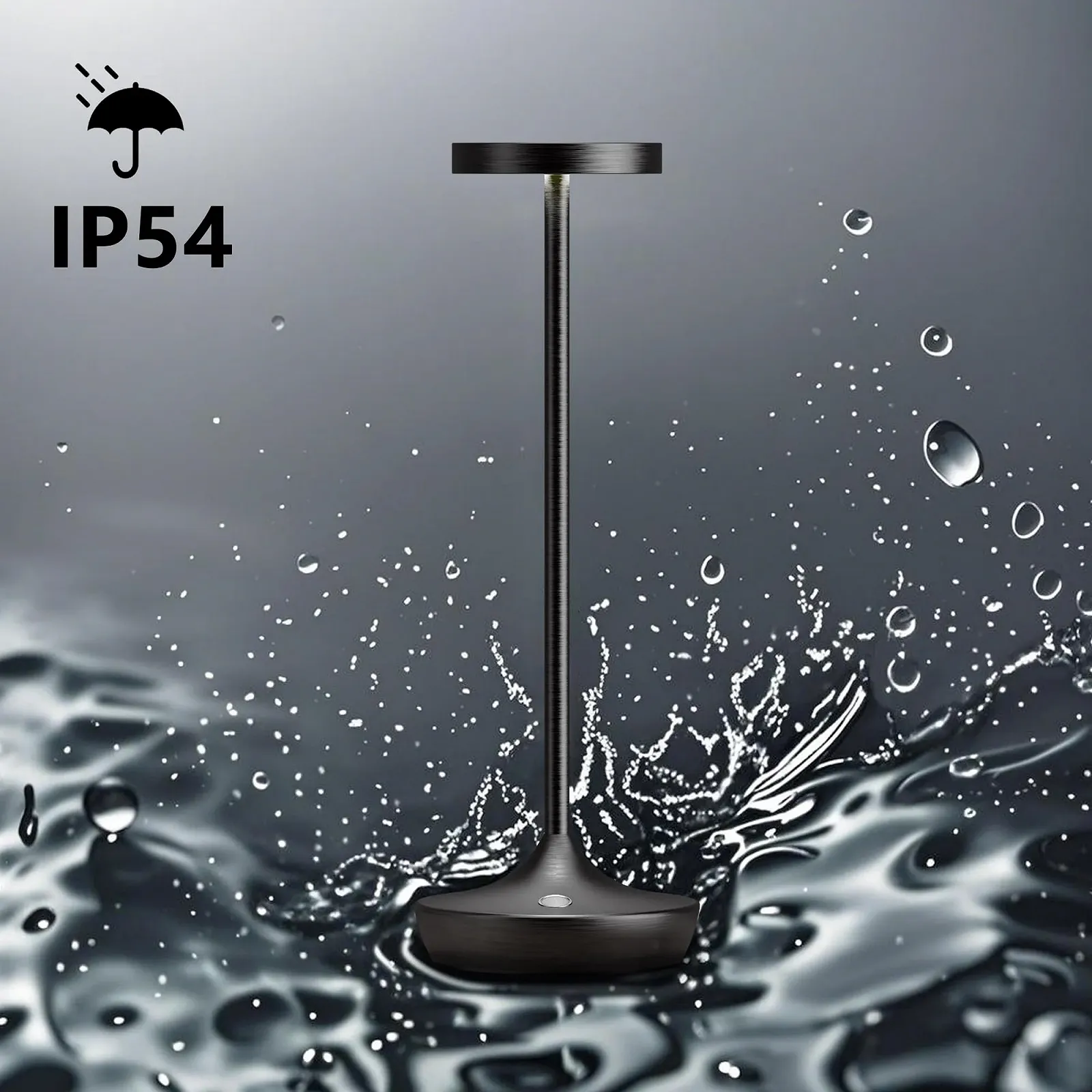 Настільна лампа LED Wireless 6000 мАг 3 кольори IP54 Чорна, фото №4