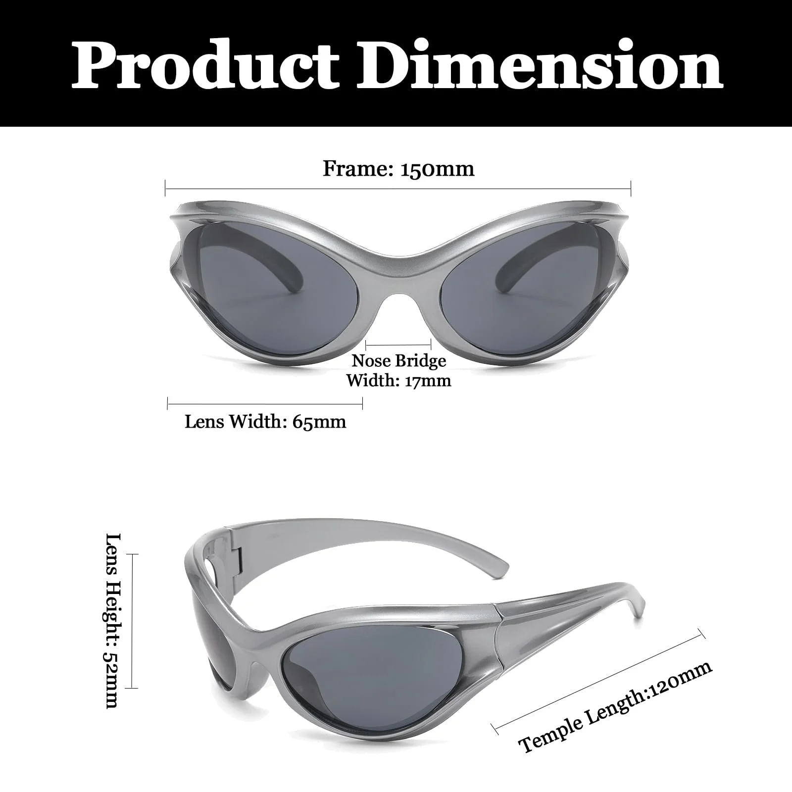 Футуристичні сонцезахисні окуляри y2k для чоловіків і жінок LJCZKA, вінтажні, захист UV400, фото №3