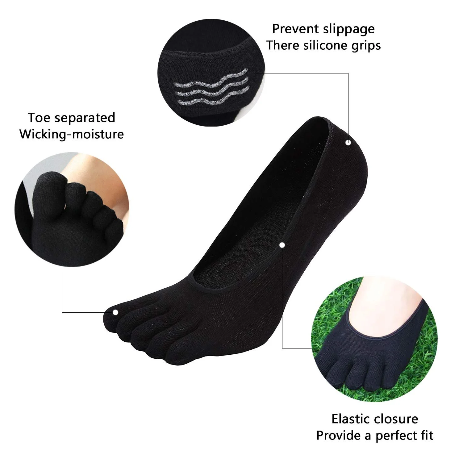 Носки CaiDieNu Короткие Цветные Спортивные для тренировок и отдыха, Подходят для обуви с пальцами, Высококачественная гребенная хлопчатобумажная ткань и открытая пятка, фото №2