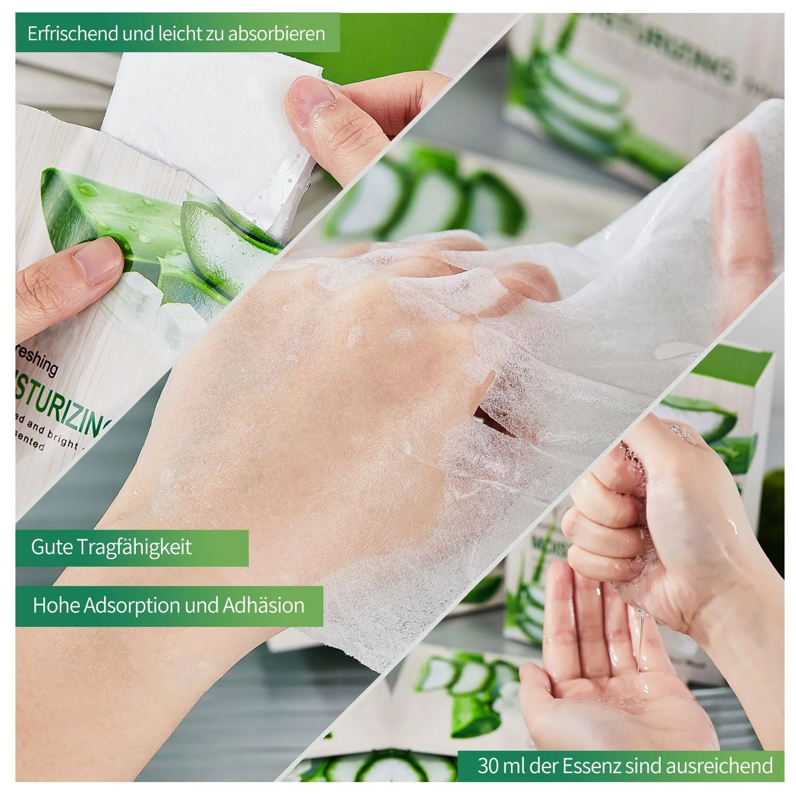 Тканинна Маска для обличчя Shefave Aloe Vera, Зволожуюча (30 мл x 10 Штук), фото №3 Тканинна Маска для обличчя Shefave Aloe Vera, Зволожуюча (30 мл x 10 Штук), фото №3