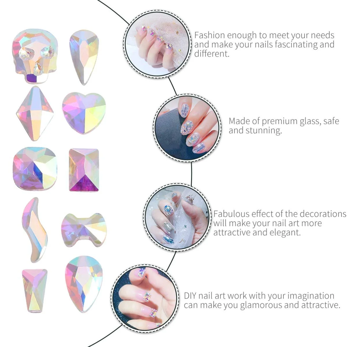 Стразы Акриловые Бриллианты AB для ногтей 3D стекло 100 шт., фото №7 Стразы Акриловые Бриллианты AB для ногтей 3D стекло 100 шт., фото №7