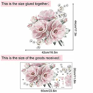Наклейка на стіну Квіти Півонії вінтажна водонепроникна 44 x 42 см Рожевий synthetic.ua - Фото 1
