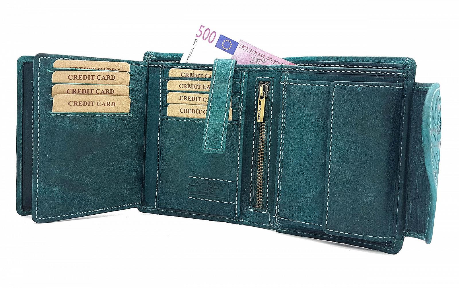 Кошелек Женский Jockey Club Кожаный Liana Floral Motifs Petrol Blue, бирюзовый, фото №4