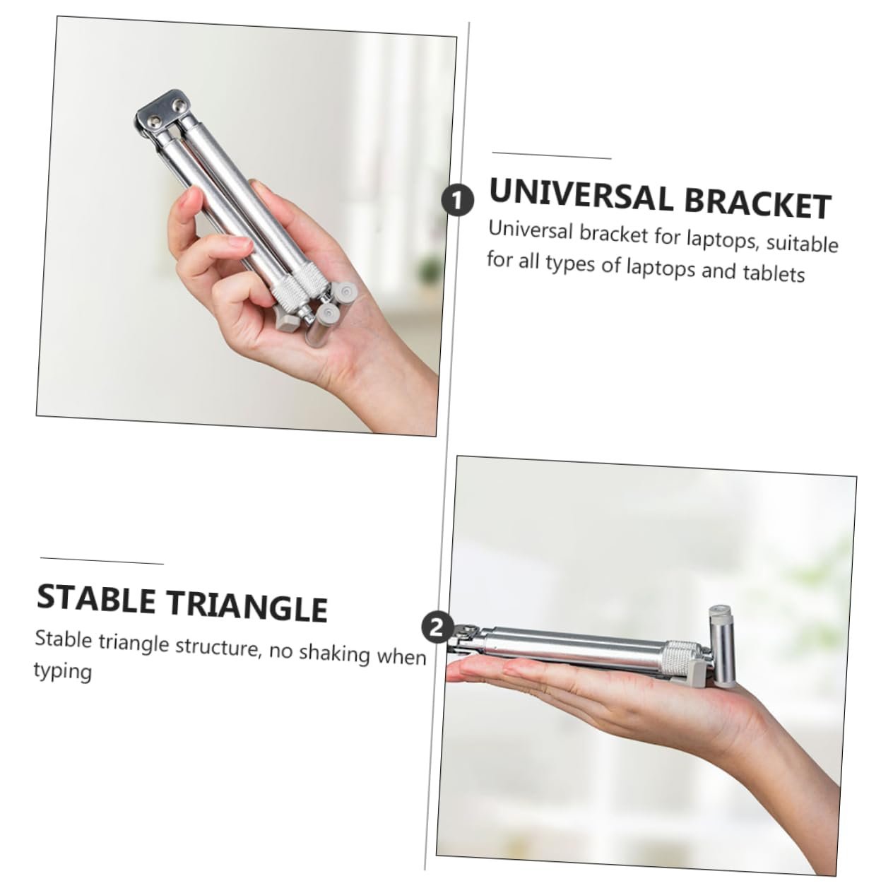 Регульована алюмінієва підставка для ноутбука Telescopic Foldable Ергономічний дизайн для кращої постави Сріблястий, фото №6