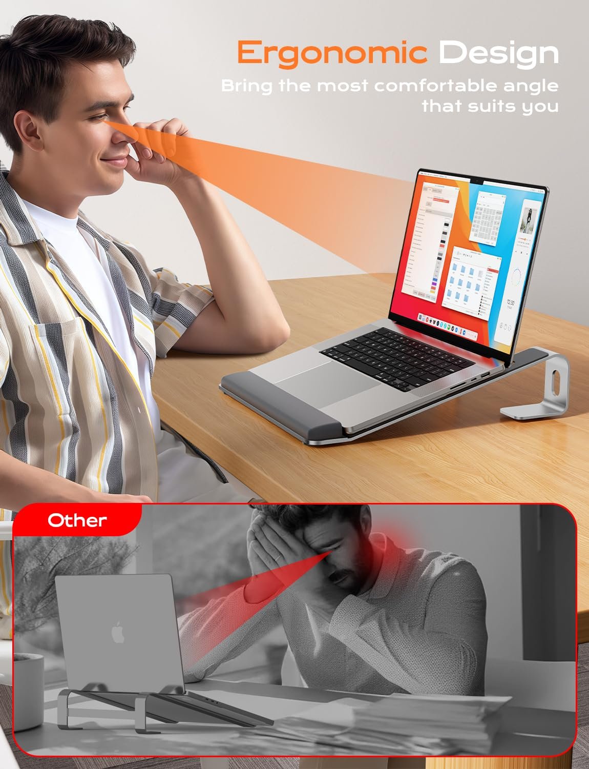Подставка для ноутбука с поддержкой запястья, эргономичная съемная подставка для ноутбука, для MacBook Air Pro, HP, Dell, XPS, HP, фото №4