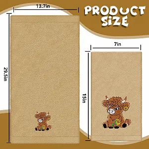 Набір рушників Highland Cow Sunflower 3 шт. бавовняні з вишивкою 75x34 см synthetic.ua - Фото 1