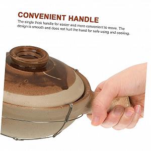 Горшок глиняный С ручкой и крышкой Термостойкий Многофункциональный для супов и риса synthetic.ua - Фото 1