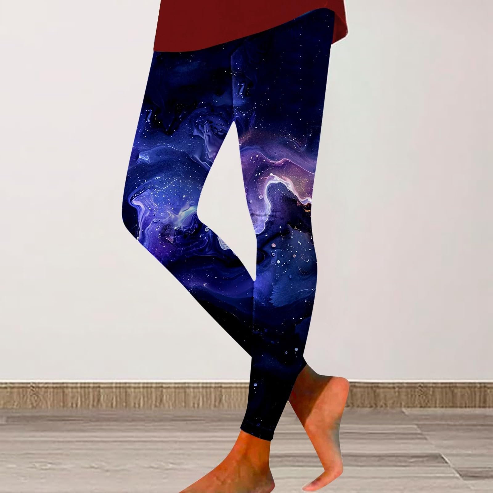 Леггинсы Vhersily Galaxy Костюм яркие блестящие Космос с высокой талией, фото №2