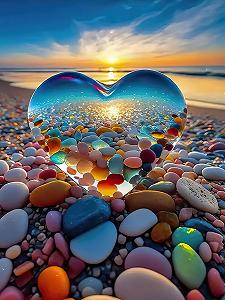 Пазл Heart Pebbles Beach, 1000 елементів, Камінці на пляжі, 70 x 50 см - Фото 1