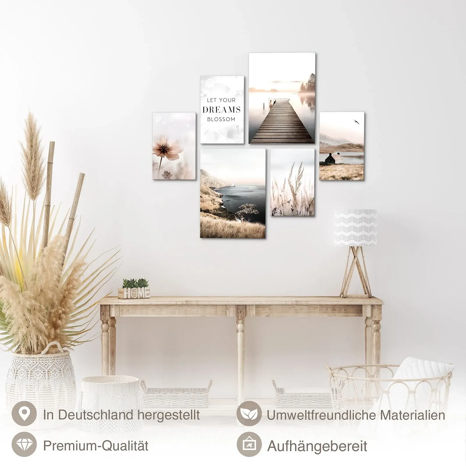 Набір картин Novart N029263a Природне озеро Бохо Бежевий, фото №2