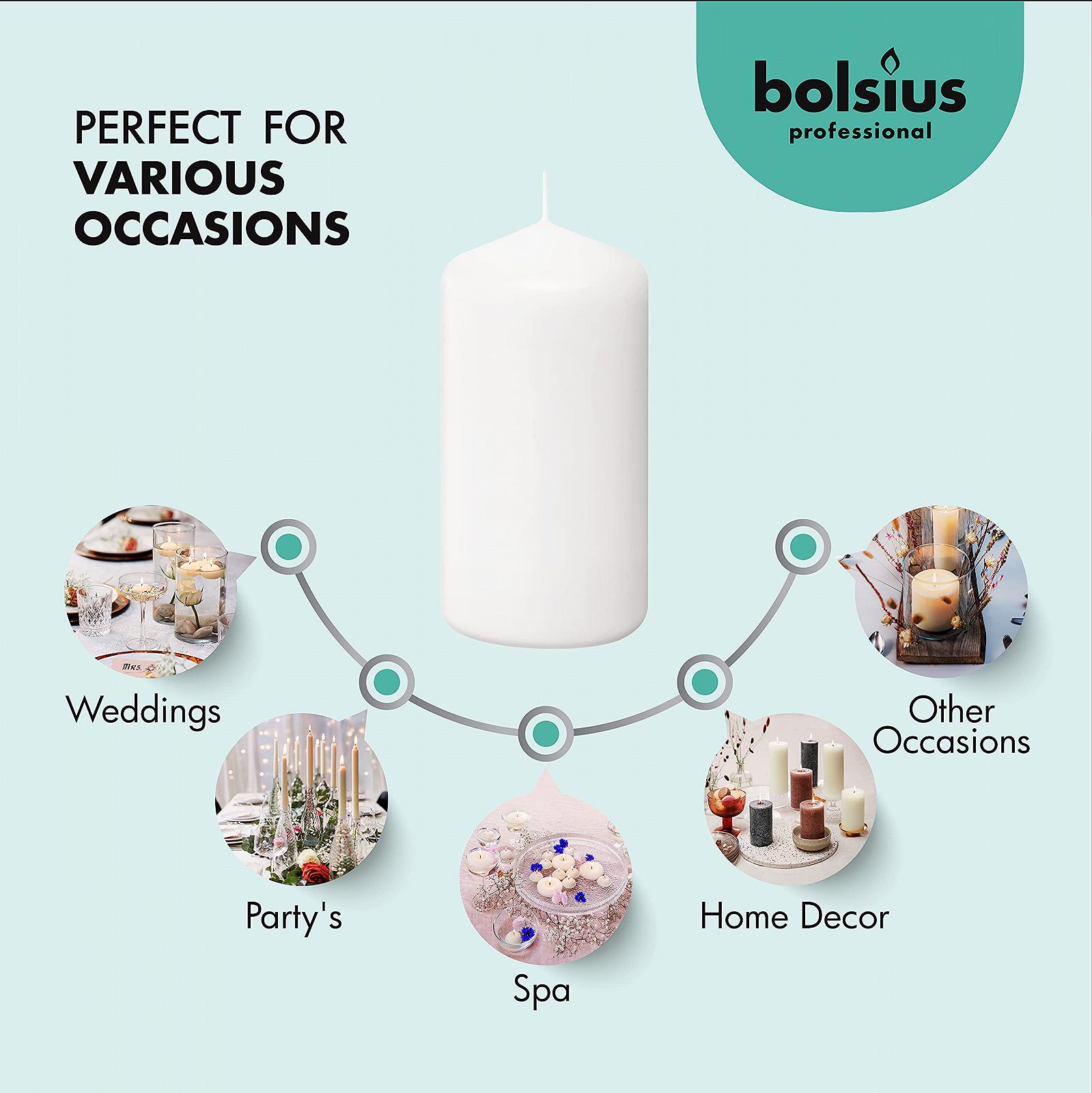 Свечи Bolsius Basic для декора керамические белые, фото №4