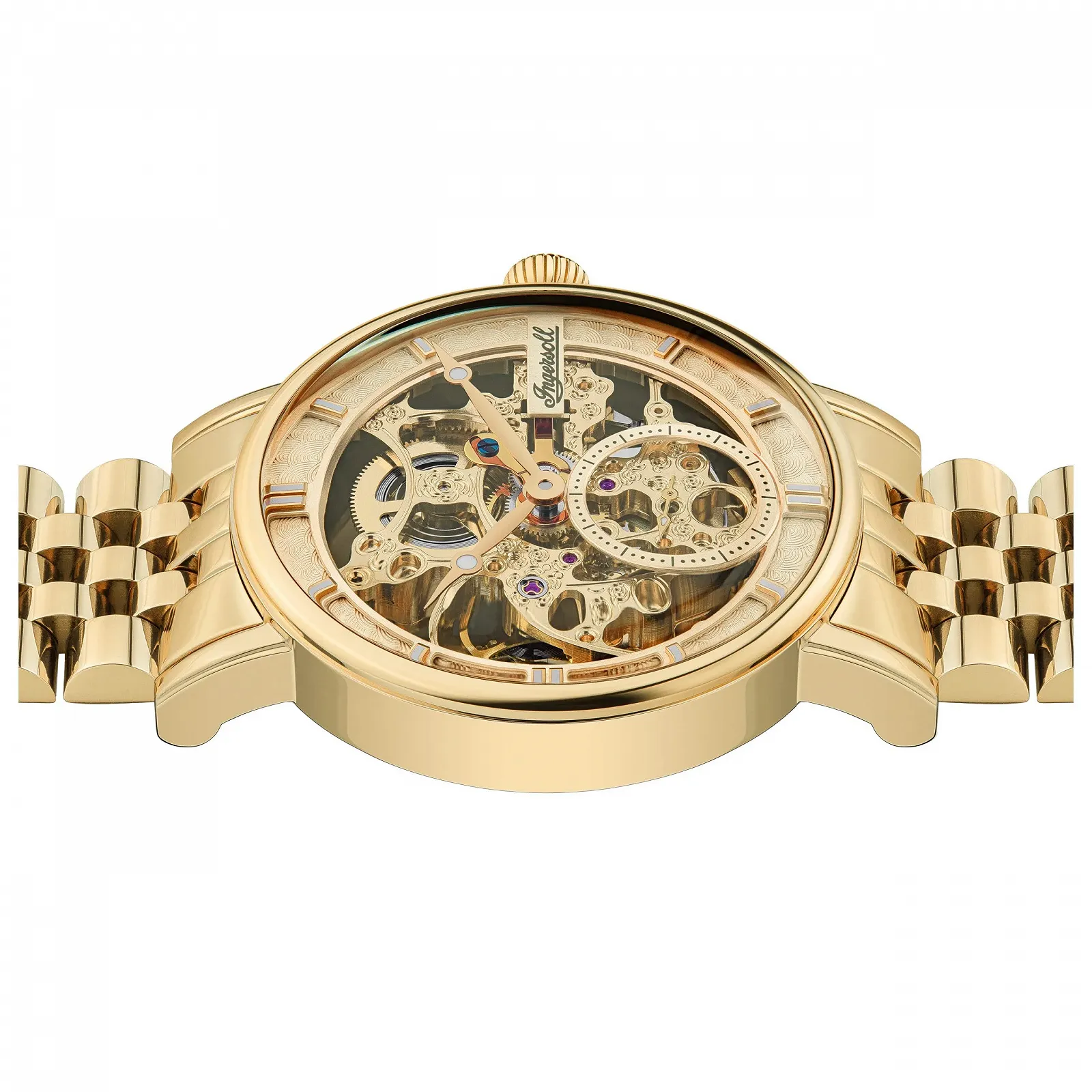 Мужские автоматические часы Ingersoll The Herald 40 мм со скелетовидным циферблатом и браслетом из нержавеющей стали, фото №6 Мужские автоматические часы Ingersoll The Herald 40 мм со скелетовидным циферблатом и браслетом из нержавеющей стали, фото №6