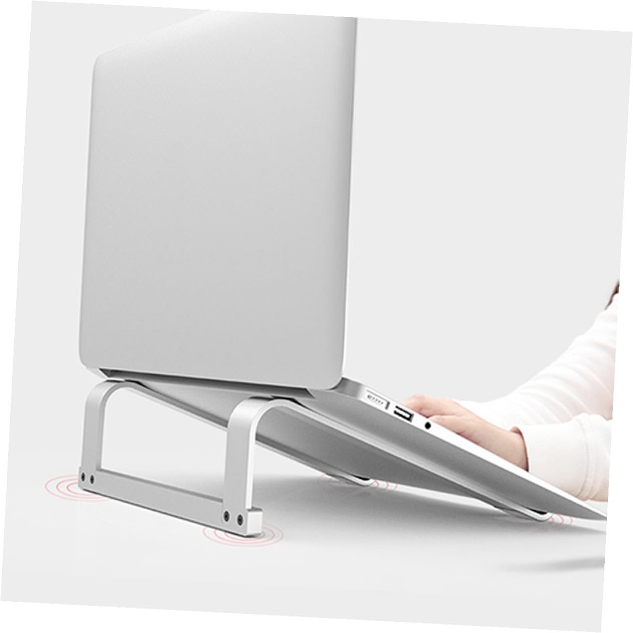 Підставка для ноутбука Praktischer з алюмінієвого сплаву, вентильована, портативна, срібляста, фото №9