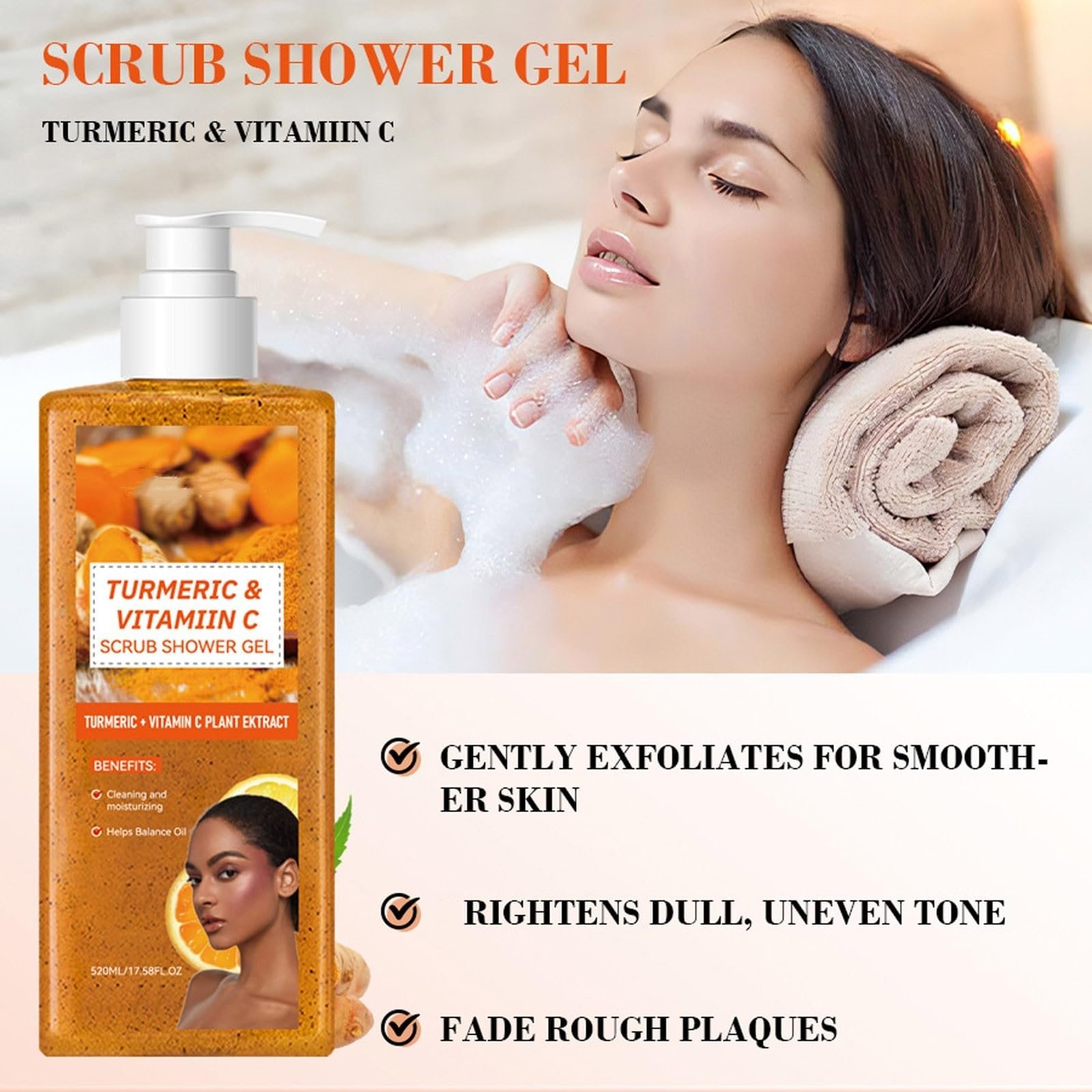 Гель-пілінг для душу Turmeric Vitamin C відлущуючий з куркумою 520 мл, фото №5 Гель-пілінг для душу Turmeric Vitamin C відлущуючий з куркумою 520 мл, фото №5