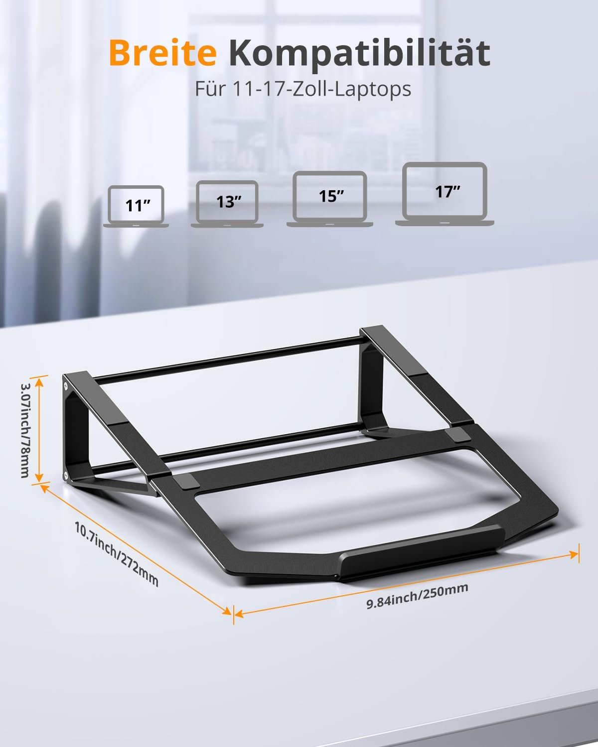 Подставка для ноутбука вертикальная алюминиевая 2-в-1 держатель для ноутбука совместима с MacBook Air Pro, Dell XPS, Lenovo, HP (11-17 дюймов), фото №5