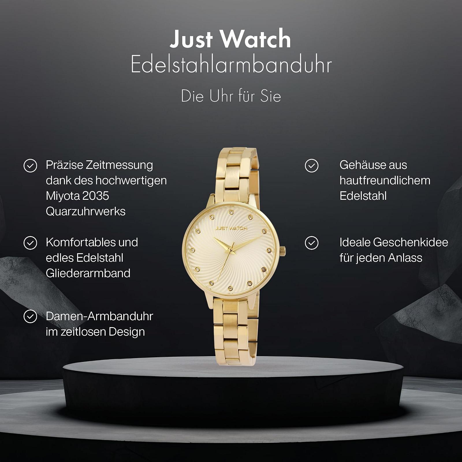 Женские часы Just Watch Соединительный браслет из нержавеющей стали 22 см Диаметр 34 мм 12 мм Золотистый, фото №2 Женские часы Just Watch Соединительный браслет из нержавеющей стали 22 см Диаметр 34 мм 12 мм Золотистый, фото №2