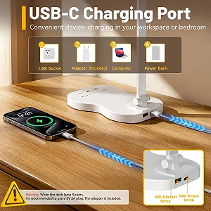 Настільна лампа Morotty LED з двома головками 5 режимів 10 рівнів яскравості Сенсорна Біла synthetic.ua - Фото 1