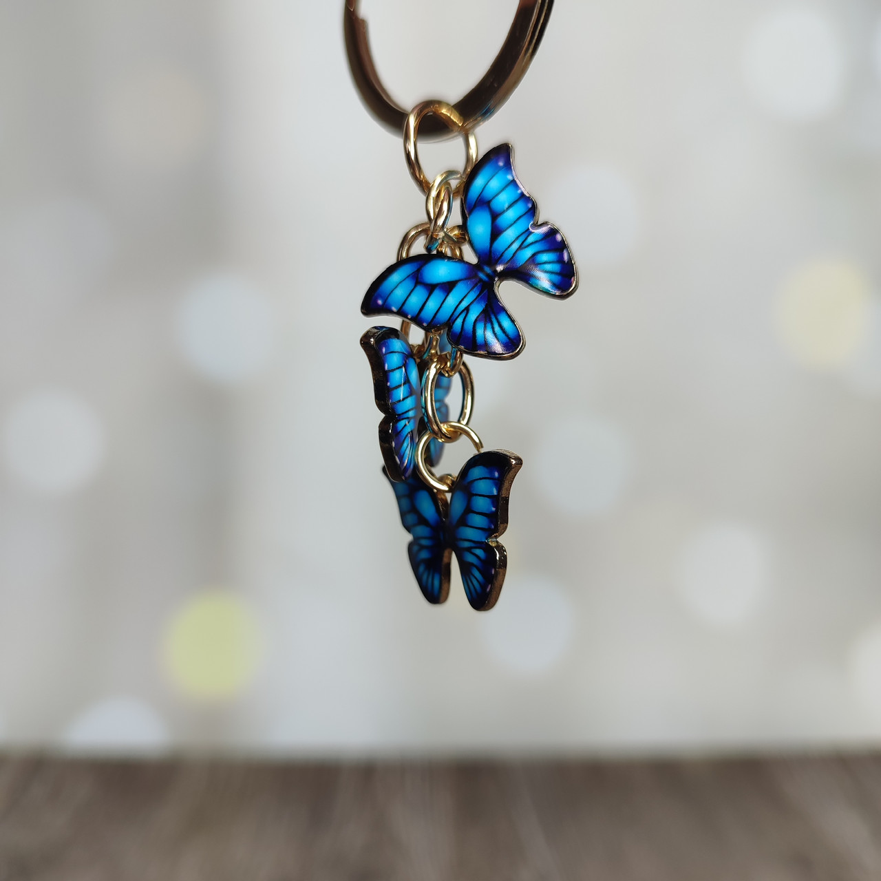 Металлический брелок Голубые бабочки, фото №1 Металлический брелок Голубые бабочки, фото №1