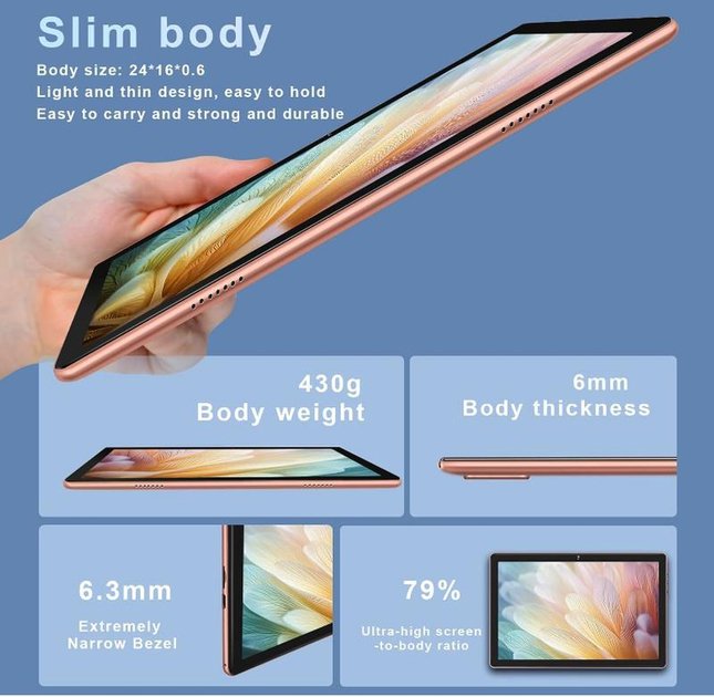 Планшет DMOAO D3 10.1" (4+14)/128 ГБ / 8 ядер Android 14 6000 mAh Black-gold, фото №3