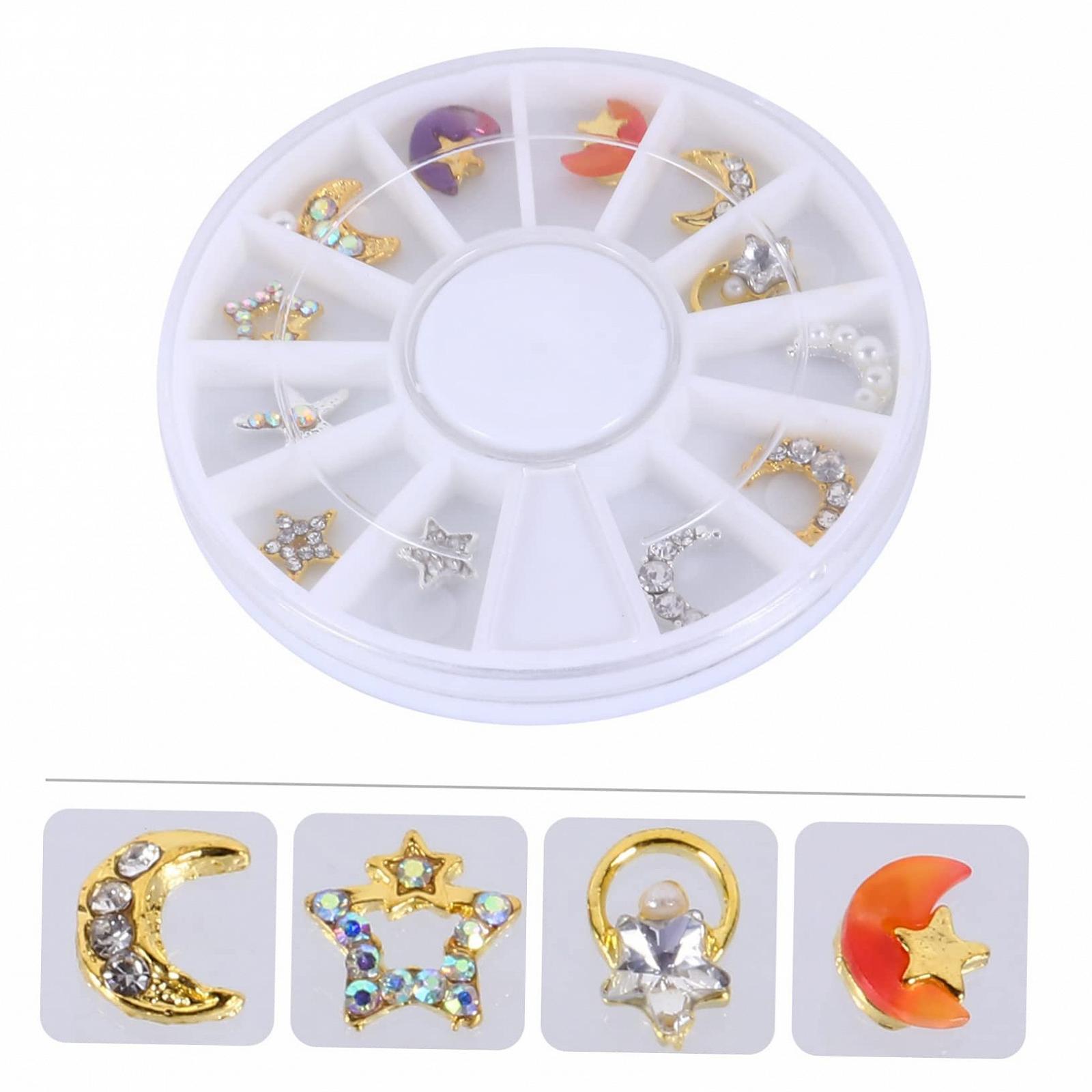 Украшения для ногтей FRCOLOR 24 шт. со стразами и коробкой для хранения заклепки для ногтей для креативного дизайна ногтей, подходят для начинающих, фото №3