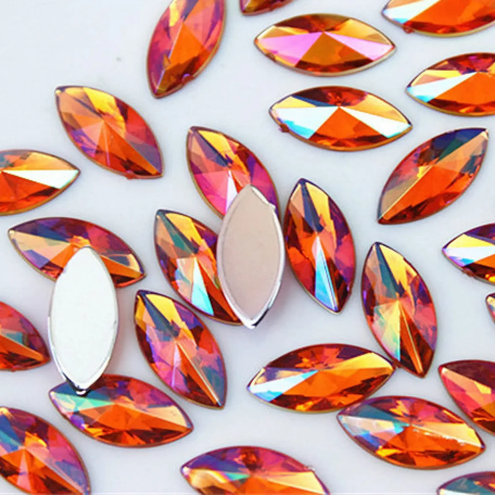 Стрази Кінське Око CHENRANYIN 7 x 14 мм, акрил, без термофіксації, 100 шт., AB, темно-фіолетовий, фото №5