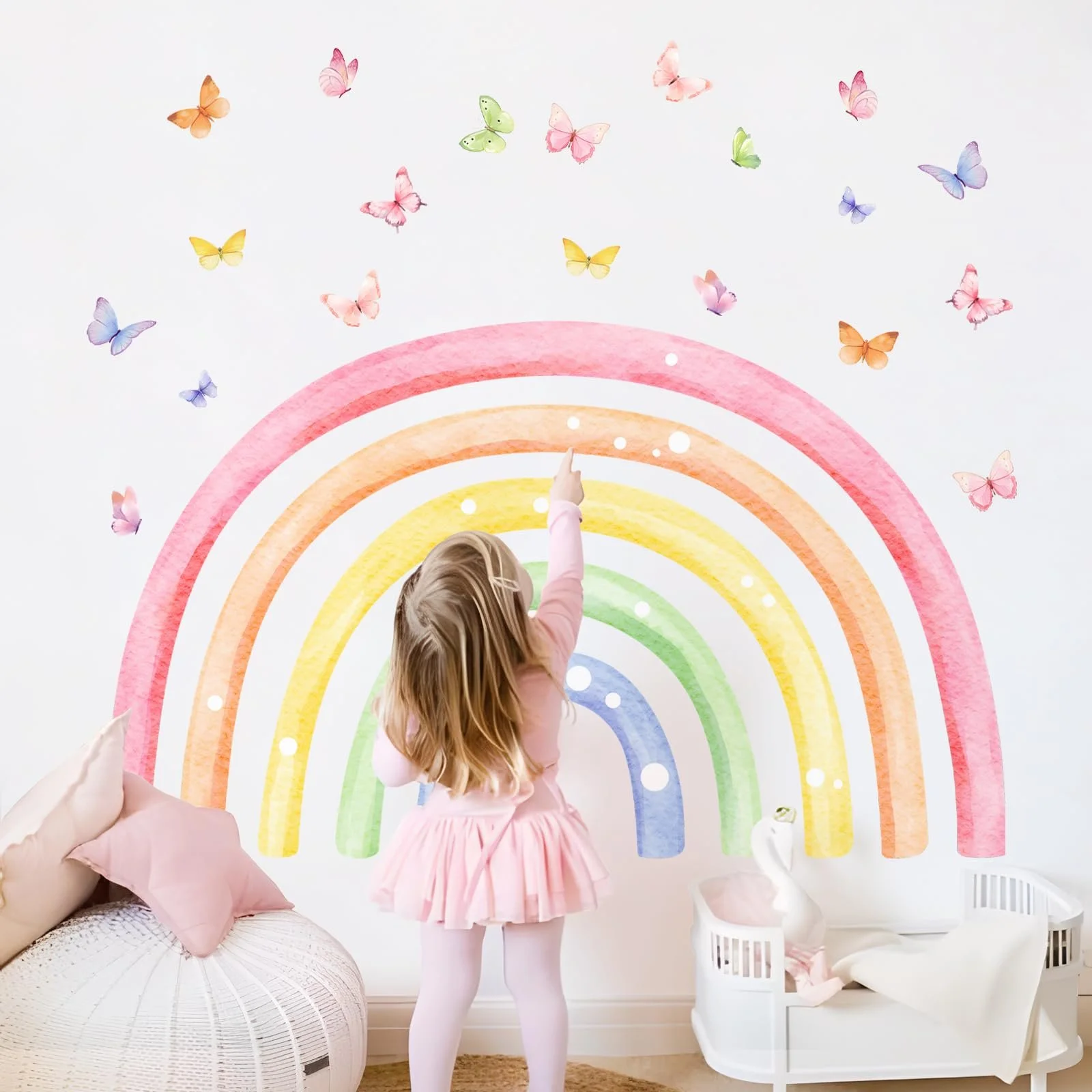 Наклейка на стіну Велика веселка Баскетбол 147 x 88 см Акварельна, фото №1