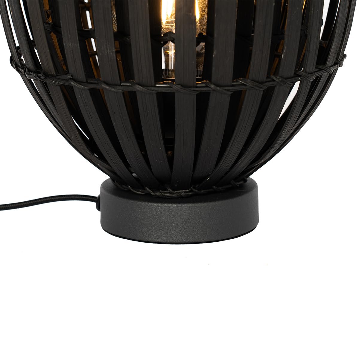 Настільна лампа Qazqa Pua Oriental бамбукова кругла чорна E27, фото №6